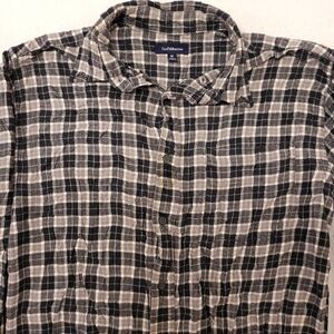 Croft & Barrow Tartan Flannel Button Up Shirt Mens Size Medium M Black Gray